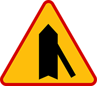 znak Wlot jednokierunkowej drogi podporządkowanej z prawej strony. A-6d