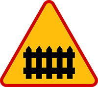 Znak A-9 Przejazd kolejowy z zaporami.