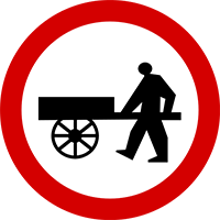 znak Zakaz wjazdu z wózkami ręcznymi. B-12