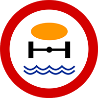 Znak B-14 Zakaz wjazdu pojazdów z towarami, które mogą skazić wodę.