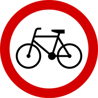 znak Zakaz wjazdu rowerów. B-9