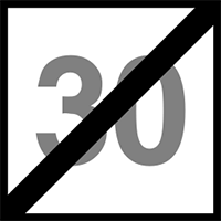 Znak BT-2 Koniec ograniczenia prędkości (tu: 30 km/h).