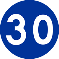 znak Nakaz utrzymywania prędkości minimalnej 30 km/h. C-14