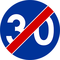 Znak C-15 Koniec obowiązywania nakazu utrzymywania prędkości minimalnej.