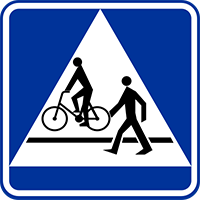 znak Przejście dla pieszych i przejazd dla rowerzystów. D-6b