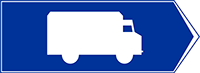 znak Znak wskazujący przejazd tranzytowy umieszczany na skrzyżowaniu. F-13