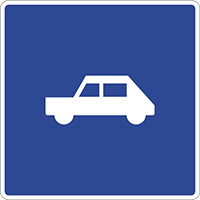 Znak F-20 Część drogi (pas ruchu) dla określonych pojazdów.
