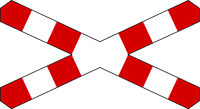 znak Krzyż św. Andrzeja przed przejazdem kolejowym jednotorowym. G-3