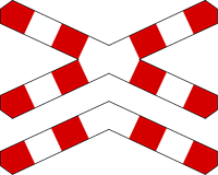 znak Krzyż św. Andrzeja przed przejazdem kolejowym wielotorowym. G-4