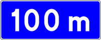 Znak T-1a Odległość znaku informacyjnego od początku (końca) drogi lub pasa ruchu.