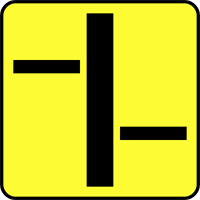 znak Układ dróg podporządkowanych (umieszcza się na drodze z pierwszeństwem). T-6b